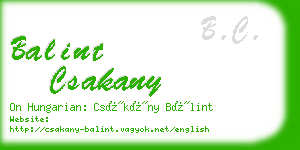 balint csakany business card